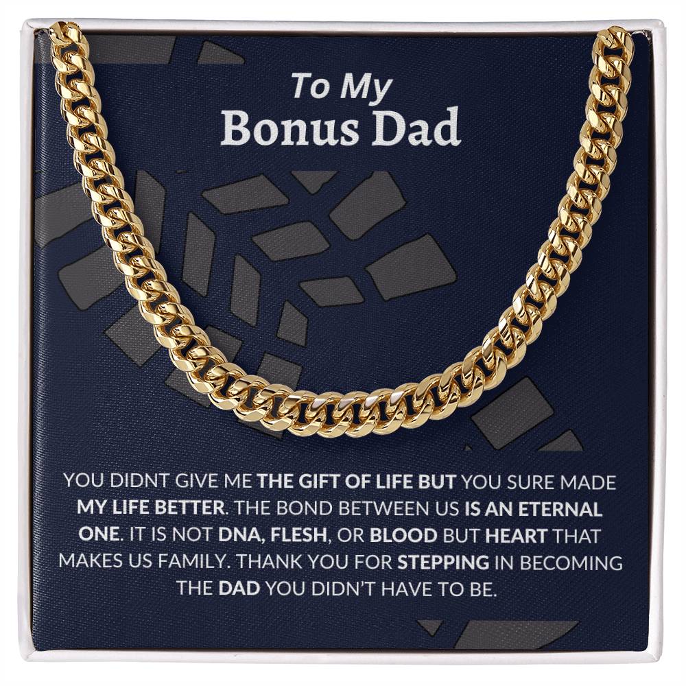 To My Bonus Dad | Thank You - Cuban Link Chain