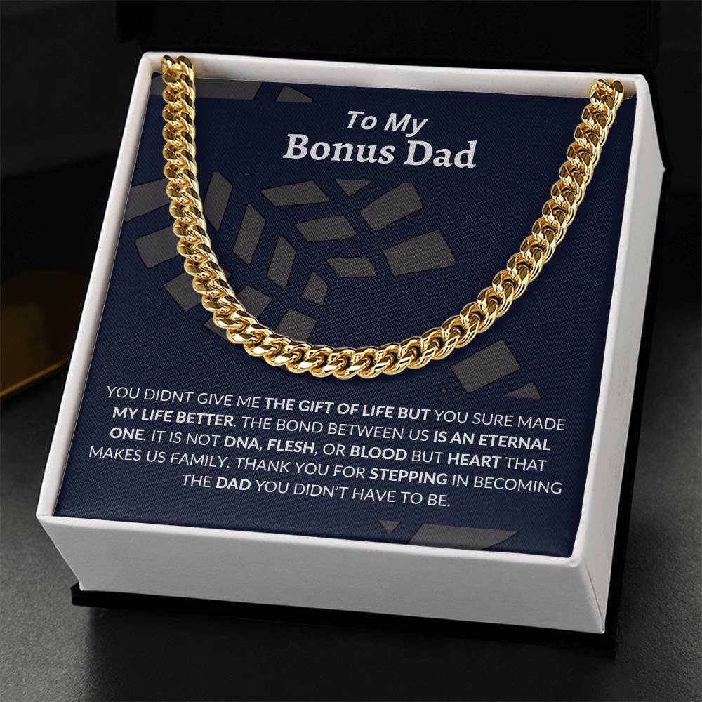 To My Bonus Dad | Thank You - Cuban Link Chain