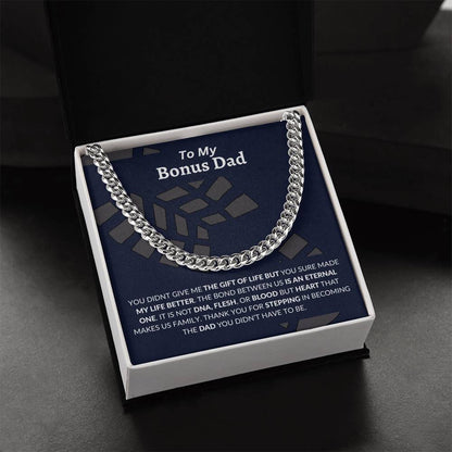 To My Bonus Dad | Thank You - Cuban Link Chain